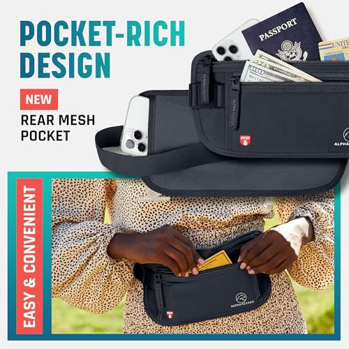 Image of Alpha Keeper Money Belt for Travel Hidden Under Clothes - RFID Blocking Passport Holder & Slim Waist Wallet Pouch for Women & Men, Anti-Theft Travel Accessories