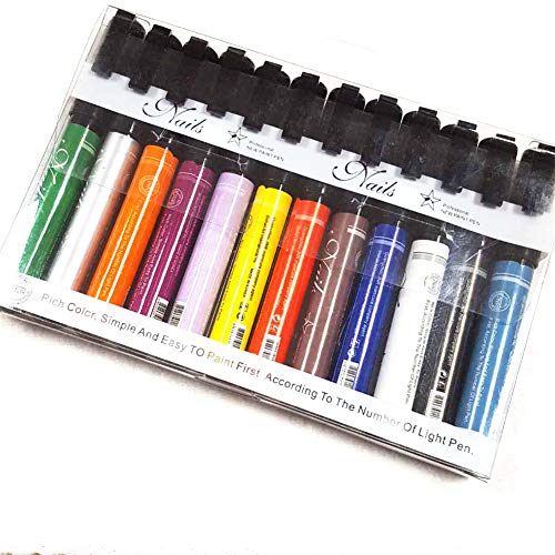 RoseFlower 12pcs Set Nail Art Pen for 3D Nail Art DIY Decoration Nail Polish Pen Set 3D Design Nail Beauty Tools Paint Pens Set (Colorful)#1
