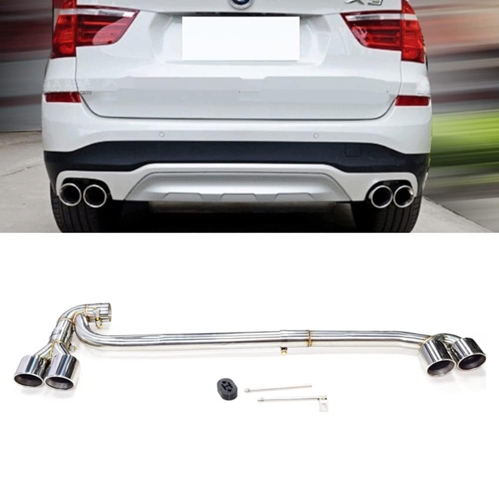Escape Coche para Punta Acero Inoxidable para BMW F25 X3 F26 X4, Terminales Escape Coche Silenciador Tubo Escape Doble Cubierta Tubo Acero Inoxidable,B/Silver