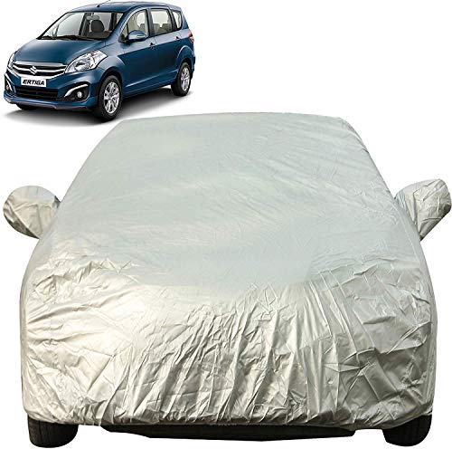 Image of Autofact Waterproof Premium Silver Matty Triple Stitched Car Body Cover with Mirror Pocket for Maruti Ertiga