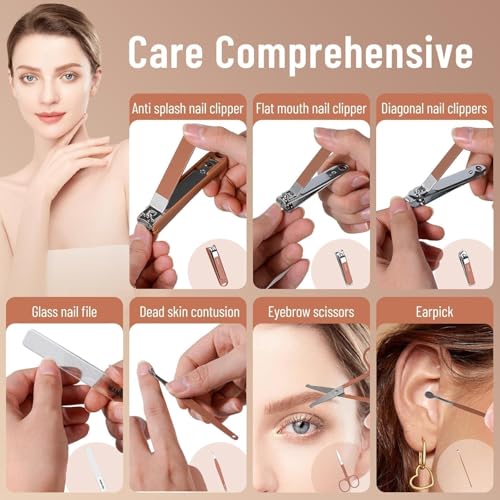 Image of DAINTY DEN 8 IN 1 Stainless Steel Professional Manicure Set Nail Cutter For Women Nail Scissors Luxury Grooming Kit Manicure Pedicure Kit For Women(8 IN 1)