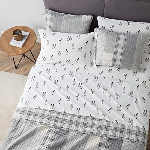Image of Eddie Bauer - Flannel Sheets Twin Size, Anti-Pilling & Wrinkle Resistant Cotton, Touchably Soft for All-Season Comfort - Bed Sheets with Matching Pillowcases & Fitted Sheet (Rookeries Grey)
