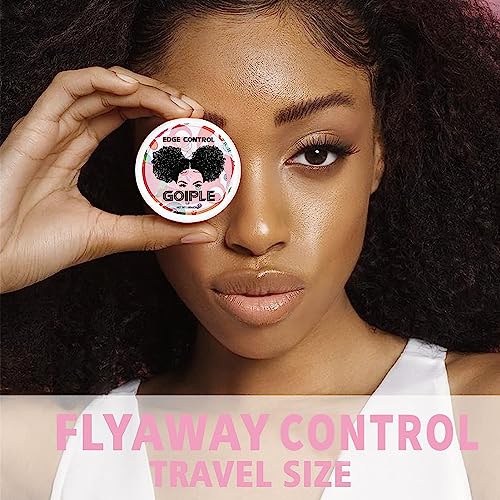 Image of Goiple Edge Control Wax for Women Strong Hold Non-greasy Edge Smoother Strawberry Scent (4oz Edge Control + 0.7oz Travel Szie Edge Control Wax + Edge Brushes*2+Tie Band*2)