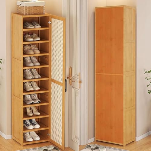 Bambusowy stojak na buty nizer wysoki wolnostojąca szafka z drzwiami do przedpokoju, szafy lub sypialni, oszczędność miejsca, design na buty i buty
