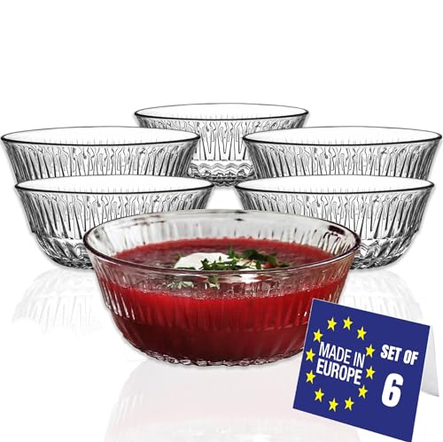 LAV Juego de 6 cuencos de postre de cristal de 345 ml, 100% sin plomo, juego de 6, vasos de postre, vasos de postre,...