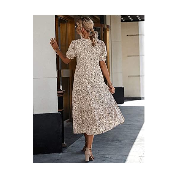 PRETTYGARDEN-Womens-Summer-Casual-Boho-Dress-Floral-Print-Ruffle-Puff-Sleeve-High-Waist-Midi-Beach-Dresses PRETTYGARDEN Women's Summer Casual Boho Dress Floral Print Ruffle Puff Sleeve High Waist Midi Beach Dresses (Apricot,Medium)