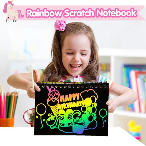 Image of ZMLM 24 Pack Rainbow Art Scratch Notebooks for Kids Birthday Party Favors