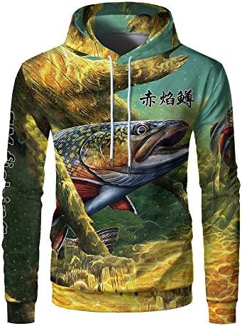 Soul Men's Fish Pattern Creative 3D Print Long Sleeve Hoodies Sweatshirts,Multicolored4,XL