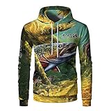 Soul Men's Fish Pattern Creative 3D Print Long Sleeve Hoodies Sweatshirts,Multicolored4,XL