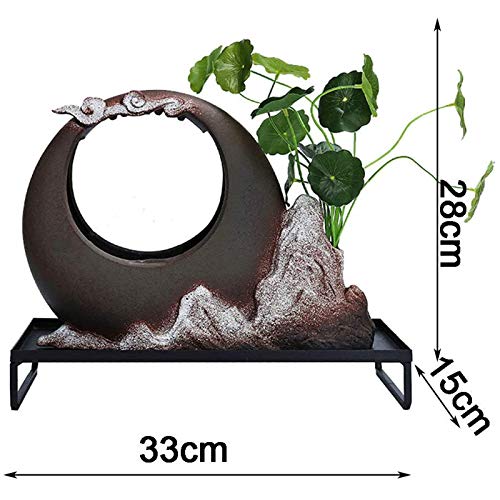 Ctzrzyt Binnenfontein met verlichting/moderne waterval desktopfontein, woonkamer desktop bonsai ornamenten / huis interieur decoratie hars handwerk - Image 3