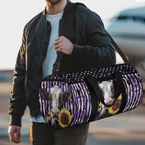 Rchsmod Cow American Flag Print Duffel Bag for Men Women Sunflower Camouflage Design Zipper Travel Duffel Bag Carry On Weekender Overnight Bag Lightweight Garment Bags for Swimming Sport Beach3