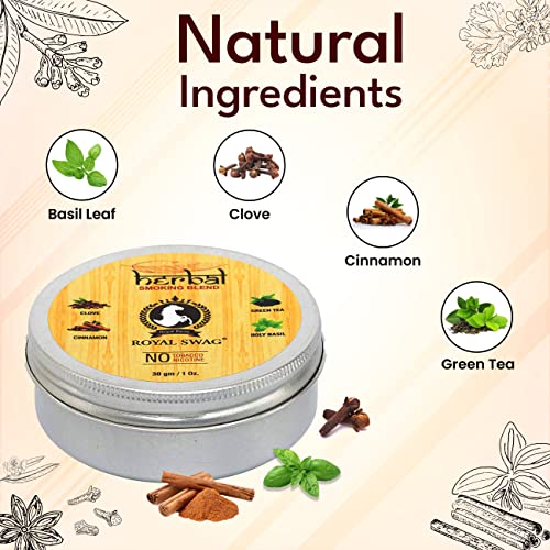 Image of ROYAL SWAG Tobacco & Nicotine Free Smoking Mixture With 100% Natural Herbal Smoking Blend (makes 40 rolls) Tobacco Alternatives, Herbal Smoking Mix 1 Pack 30gm