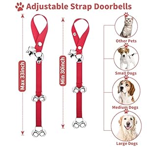 2 Pack Dog Doorbells, Pet Training Bells for Go Outside Potty Training and Communication Device Large Loud Dog Bell Cat Puppy Interactive Toys Adjustable Strap Door Bell (Red)