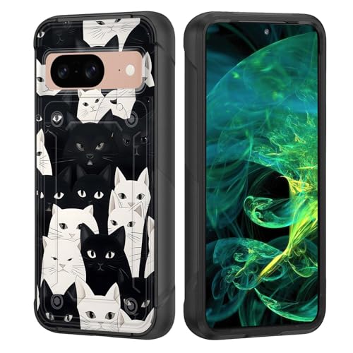 wiaekosef for Pixel 8 Case,Heavy Duty Dual Layer Hard PC & Soft Silicone Rugged Bumper Shockproof Protective Case for Google Pixel 8 6.2 inch,Cute Funny Cats Pattern - image 1