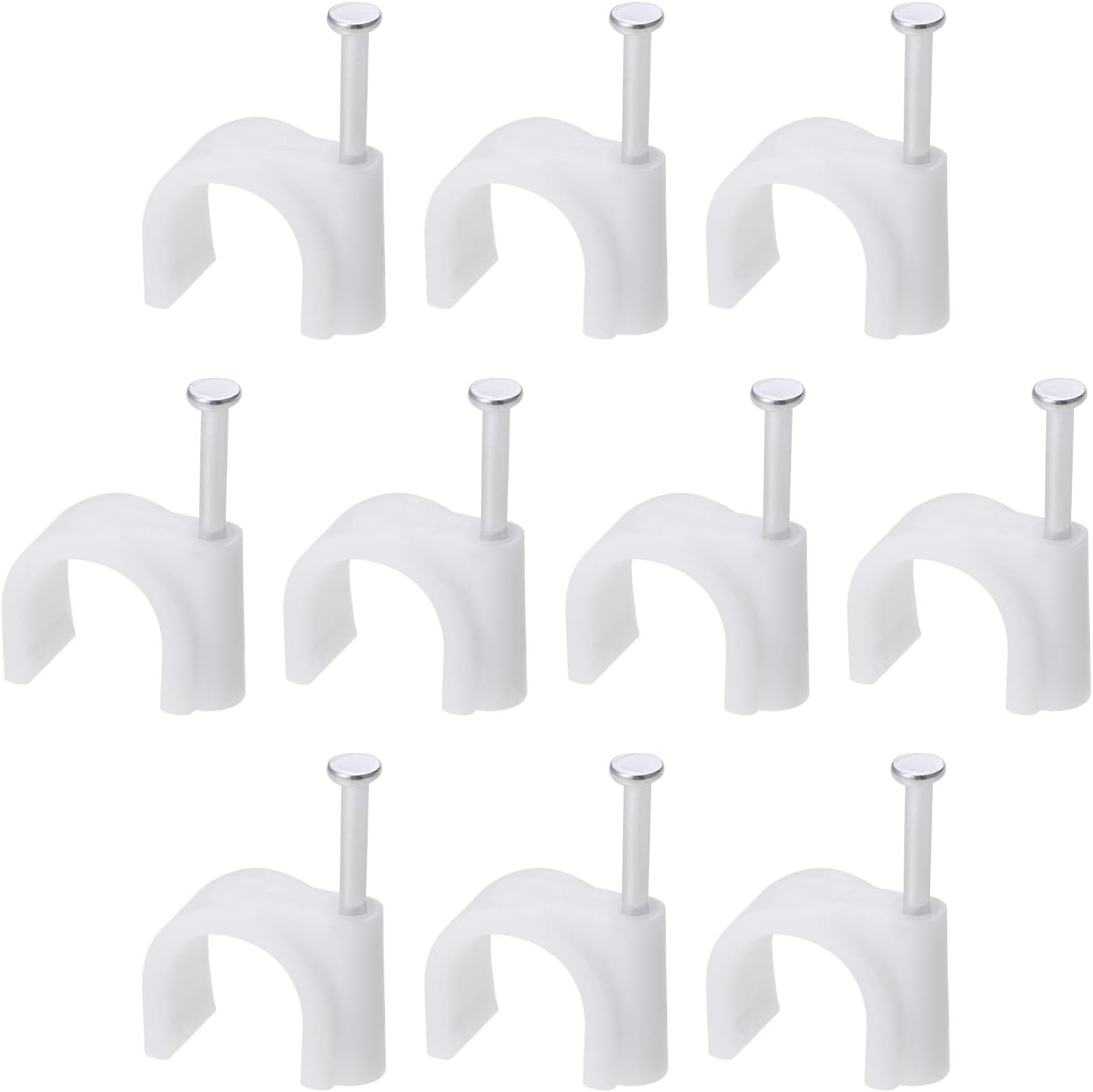 PE Cable Clip Nail Space Saving Clamp, [for Wire, Cable, Rope] - 12mm/White/100 Pcs