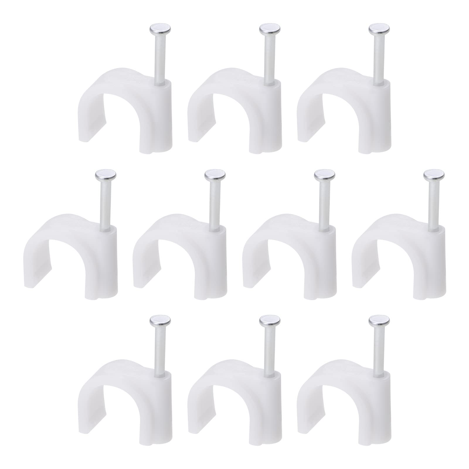 Rebower PE Cable Clip Nail Space Saving Clamp, [for Wire, Cable, Rope] - 12mm/White/100 Pcs