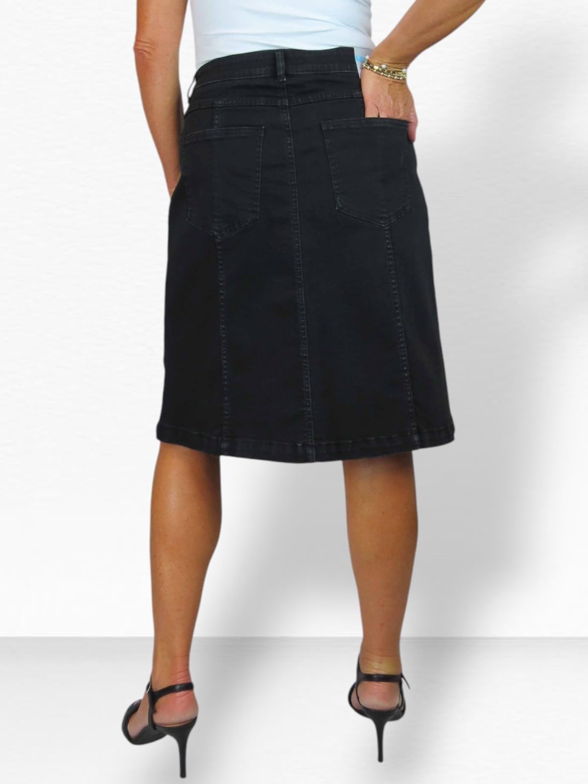 Knielanger A-Linien-Rock Aus Stretch-Denim Für Damen 36-48