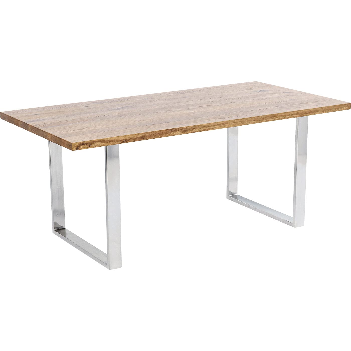 Kare Jackie Table à Manger Design pour 6 Personnes en Bois Massif avec Pieds en métal argenté Marron 76 x 160 x 80 cm