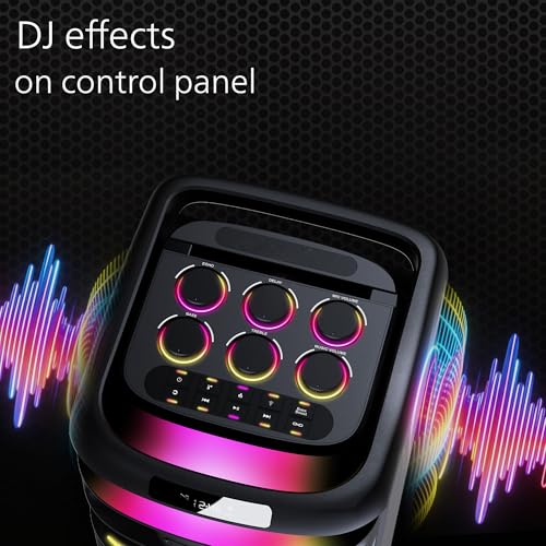 Image of Philips TAX5004 500W Bluetooth Party Speaker with 2 Free Wireless Mic, Powerful Sound, Deep Bass, RGB Lights, LED Display, Portable Loudspeaker with USB, AUX, DJ Party Effects for House Party