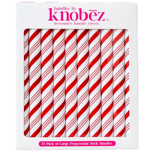 Knobz Handlez 10pk Large Peppermint Stick Christmas Cabinet Handle Covers