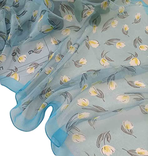 Image of Pokeedioty Scarfs for Women Lightweight Scarves Elegant Floral Pattern Sheer Scarfs Shawls Wraps