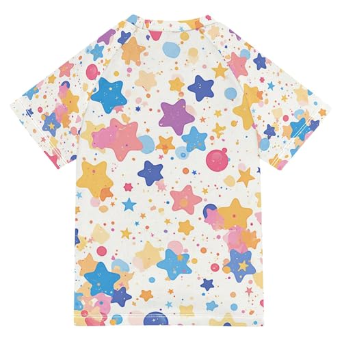Cartoon Confetti Colorful Dots Stars Kids Bathing Suit UV Protection Football Sports Shirt Swimwear Beach Tops 3T2