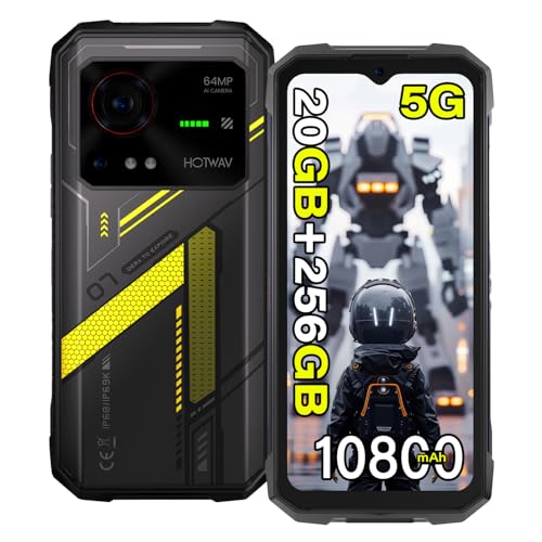 HOTWAV Hyper 7 Téléphone Portable Incassable 5G - 20Go+256Go/TF 2To, Batterie 10800mAh, 64MP+32MP Caméra, Écran 6.6
