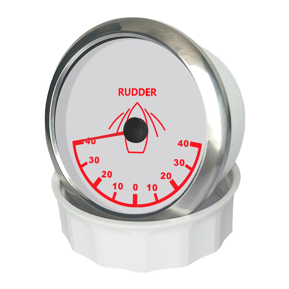 ELING 85 mm - Indicateur d'angle de gouvernail - Signal de 0 à 190 ohms - Avec capteur de gouvernail avec rétroéclairage - Pour bateaux à vitesse marine