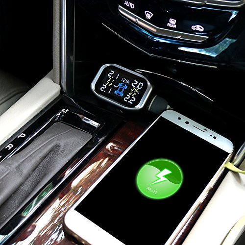 B-Qtech Tire Pressure Monitoring System Wireless TPMS Monitor with 4 External Sensors Cigarette Lighter Plug Adjustable Display Angle (TPMS)