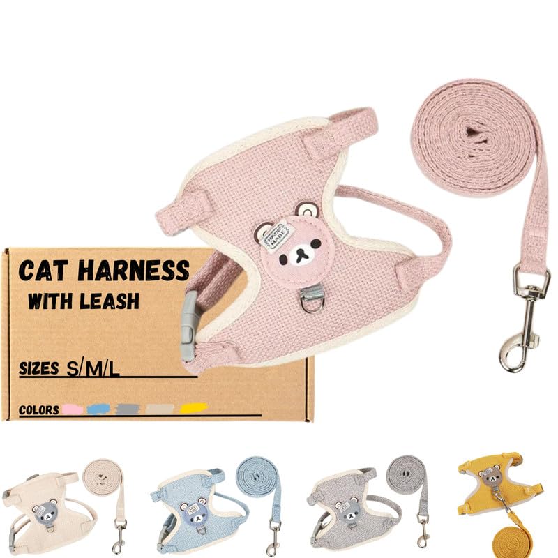 House Of Pets Cat Harness and Leash Set – Escape Proof and Adjustable – Lightweight and Soft Walking Harness for Cats – Perfect for Small Cats with Weight from 1.5 KG to 3 KG (Small, Pink)