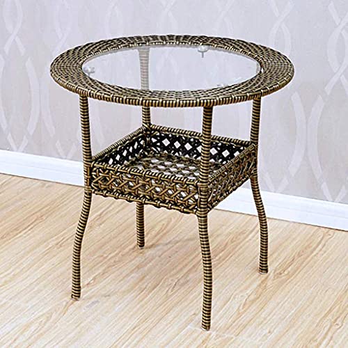 Table basse petit café rond en fer forgé avec rangement magazine pour balcon - 3