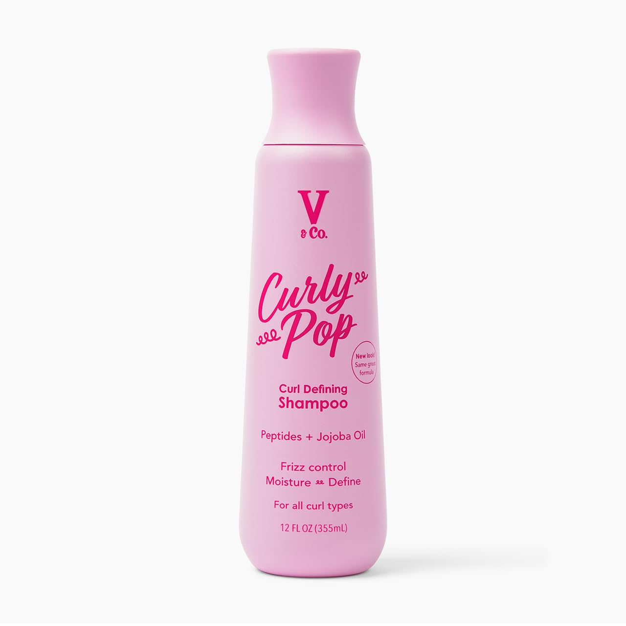 V&Co. Beauty Curly Pop Curl Defining Shampoo – Sulfate Free & Paraben Free Moisturizing Hair Care with Peptides, Amino Acids & Jojoba Oil for Hydration, Frizz Control & Healthy Curls – 12 fl oz