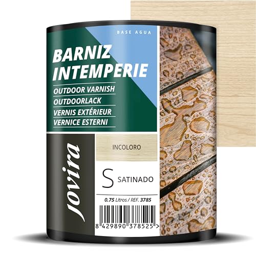 JOVIRA PINTURAS 750 ml | Barniz Intemperie al Agua, para el cuidado y la decoración de maderas en exterior. (750 Mililitros, Satinado) H-28