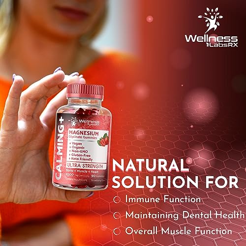 Magnesium Glycinate Gummies - 1000 mg - Magnesium Supplement to Support Relaxation, Stress Relief, Heart Health - Chewable Magnesium Gummies for Adults - Strawberry Flavor - Image 6