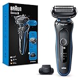 Braun Series 5 Rasierer Herren mit EasyClick Aufsatz, Elektrorasierer & Präzisionstrimmer, EasyClean, Wet & Dry, wiederaufladbar & kabellos, Geschenk Mann, 51-B1200s, blau