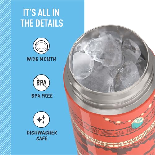 Image of THERMOS FUNTAINER 16 Ounce Stainless Steel Vacuum Insulated Bottle with Wide Spout Lid, Princess Moana