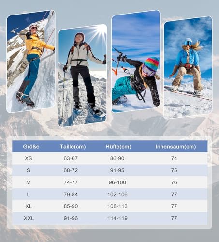 Rdruko Skihose Damen Wasserdicht Winterhose Gefüttert Warme Softshellhose Winter Outdoorhose Winddicht Thermohose für Outdoor-Aktivitäten (Schwarz, M)