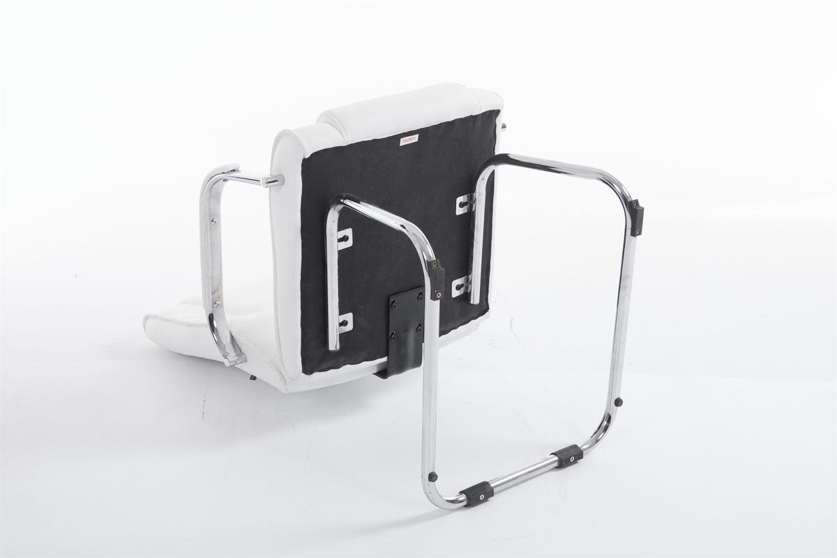 CLP Chaise Cantilever Attila XXL avec Accoudoirs - Fauteuil Oscillant de Bureau en Similicuir - Chaise de Salle à Manger Rembourrée Charge Max 1, Couleur:Blanc