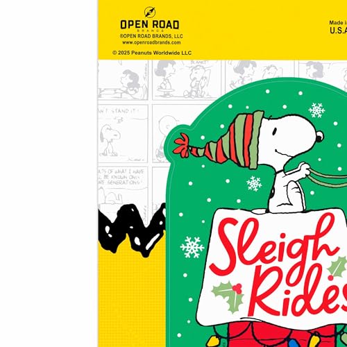 Image of Peanuts Sleigh Rides Adhesive Vinyl Decal - Cute Snoopy Christmas Sticker for Holiday Decorating