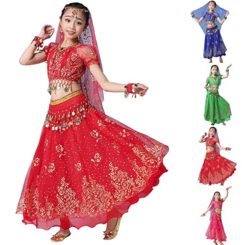 Sonnena Déguisement Bollywood Enfant, Costume Danse Orientale, Robe Indienne Sari Carnaval Fille