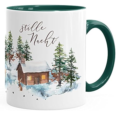 Autiga Weihnachts-Tase Stille Nacht Weihnachten Winter Schnee Silent Night Christmas Kaffeetasse Teetasse Keramiktasse grün unisize Cover