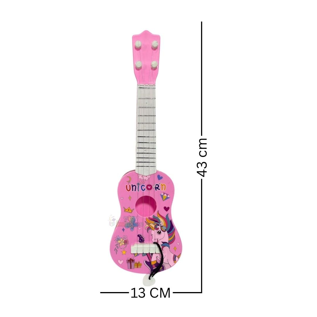 Toy Imagine™ Toy Guitar for Kids | 4 String Ukulele Guitar for Beginners | Musical Instrument Toy Gift for Boys Girls Age 3–10 |Toddlers & Children (17 Inch Unicorn Theme) - Image 3 thumbnail