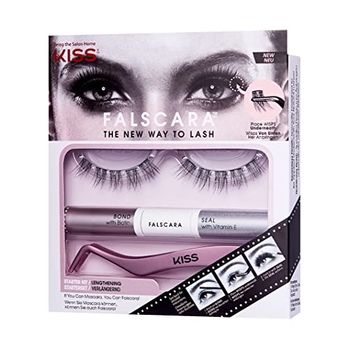 KISS Falscara D.I.Y. Lash Extension Starter Kit With 10 Eyelash Lengthening Wisps, Applicator and Bond & Seal lash adhesive