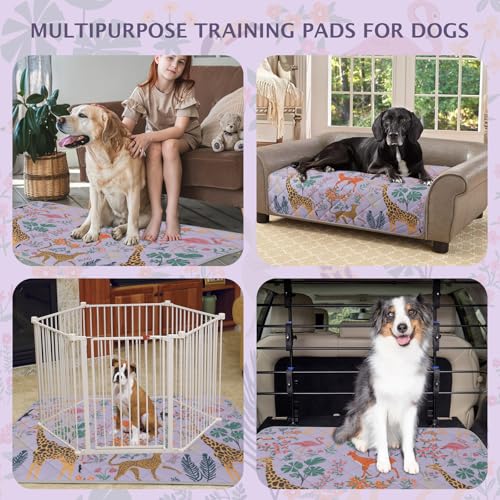 Image of IEUUMLER Washable Pee Pads for Dogs, 2 Pack Reusable Waterproof Puppy Pads, Non-Slip Super Absorbent Dog Training Pad for Playpen Crate Bed EU013 Dusty Lavender Jungle, 30x20