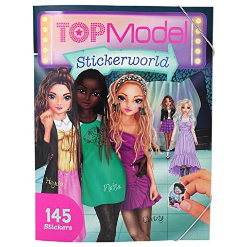 Depesche 11468 TOPModel - Stickerworld, Sticker Album with 16 Pages of Great Motifs and 145 Stickers for Decorating Cover