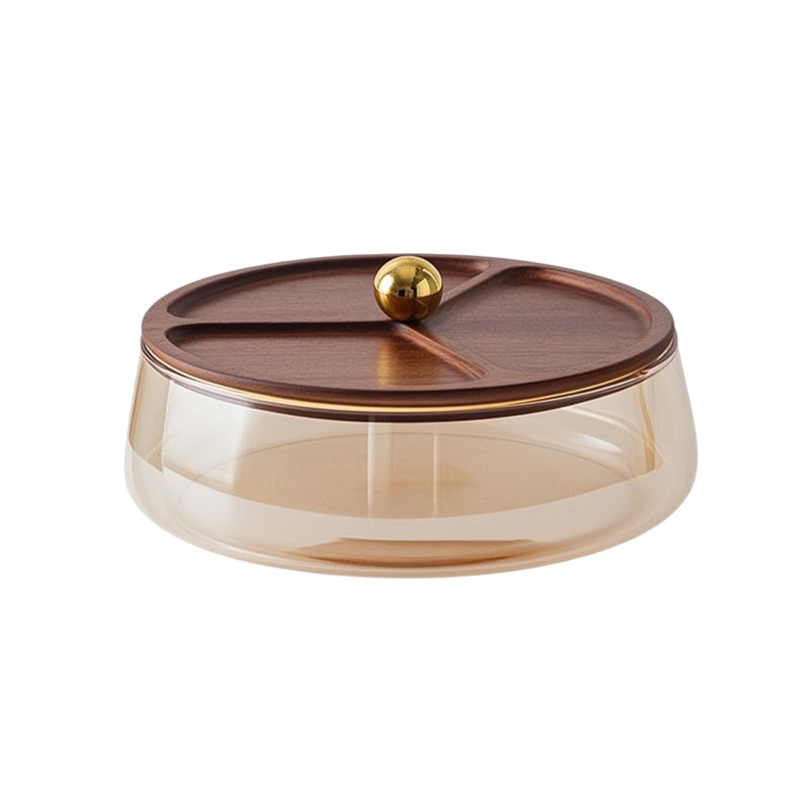 Boîte à Fruits Secs En Verre Amovible, Ambre, Grand — Diamètre 21,7 Cm, Hauteur 10 Cm