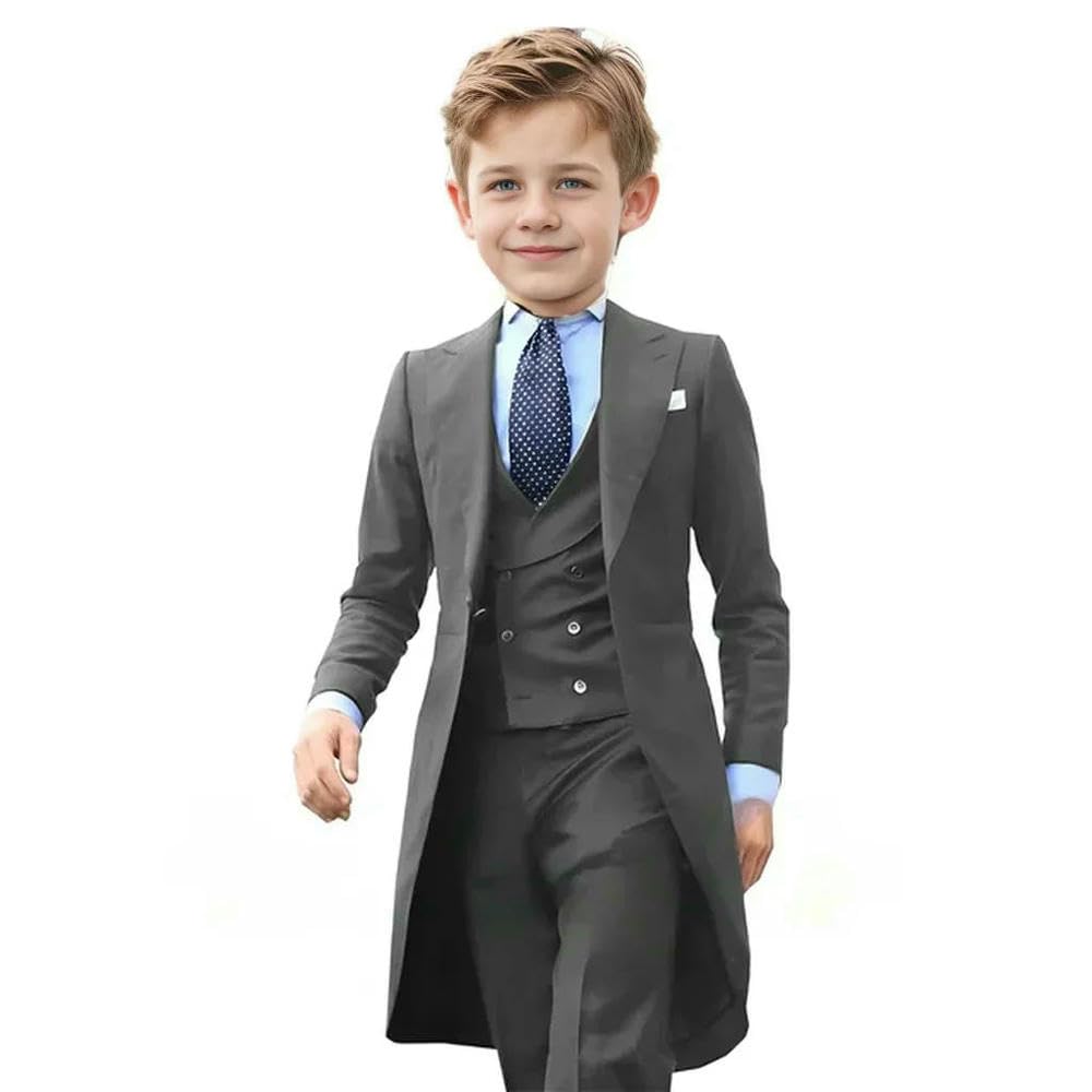 ZBDP - Completo formale per bambini dai 3 ai 16 anni, 3 pezzi, per matrimonio, smoking, gentiluomo, feste, completo per bambini, blazer, pantaloni e gilet