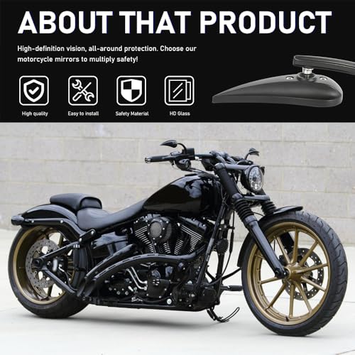 Image of Motorcycle Mirror,10mm Motorbike Rear View Mirror Irregular Shape Compatible with Harley Street Glide Electra Glide Road King Softail Touring Sportster and More (Black Leaf Shape)