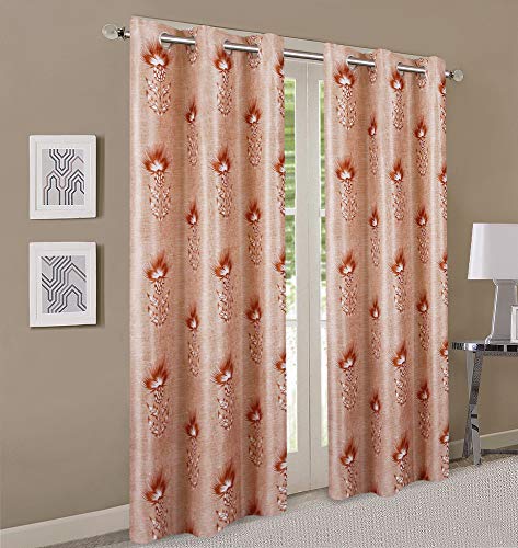 Image of Queenzliving Secret Linen Curtain, Door 7 feet- Pack of 2, Dark Orange