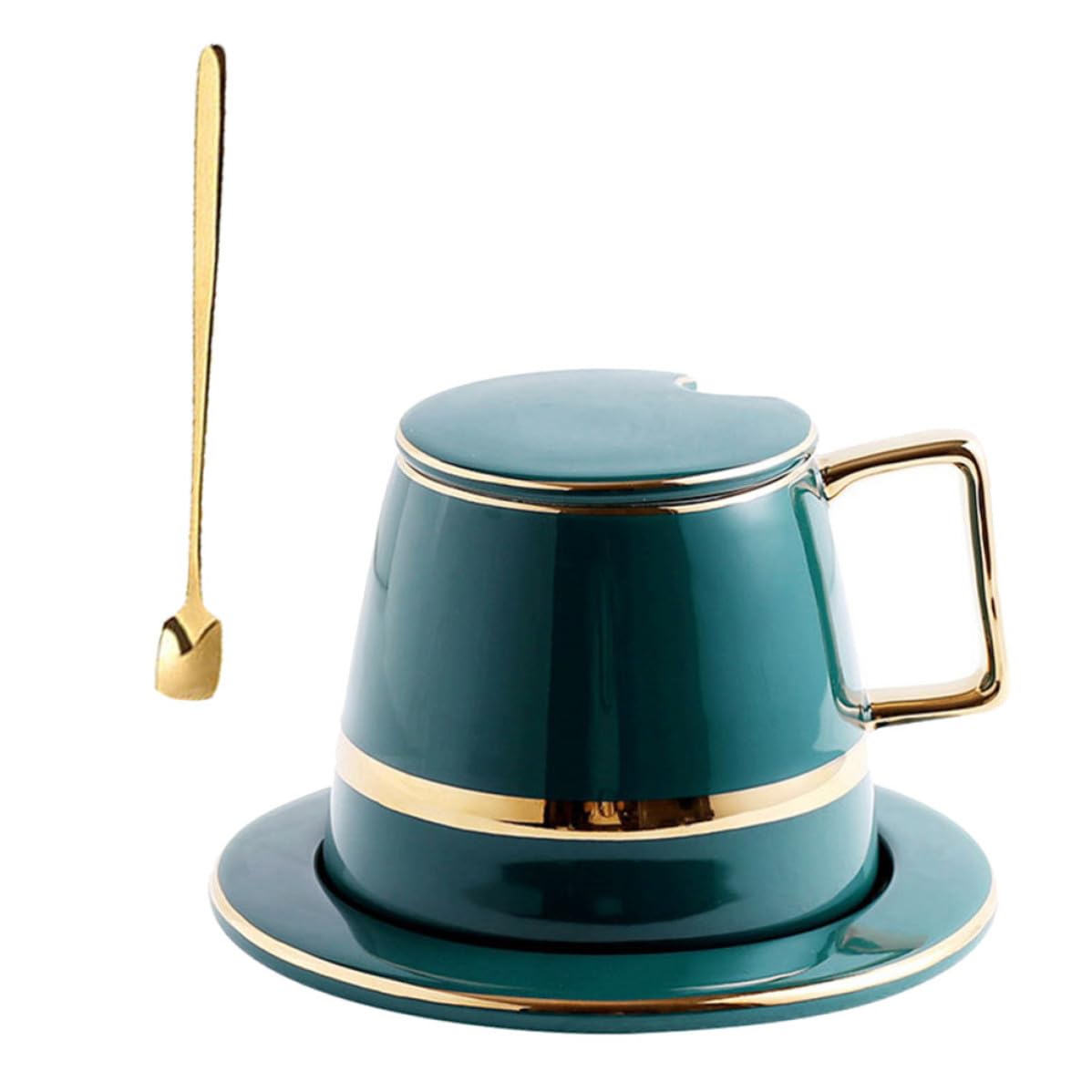 Set Tazzine Caffè in Ceramica Verde, Stile Europeo, per Ufficio